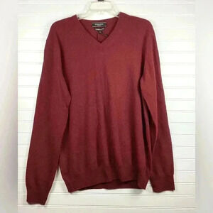 Mantovani Studio NWT 100% Italian Cashmere V-Neck Burgundy Sweater Large